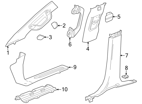 2024 Chevy Silverado 3500 HD Windshield Pillar Trim, Gray, Driver Side Diagram for 85132729