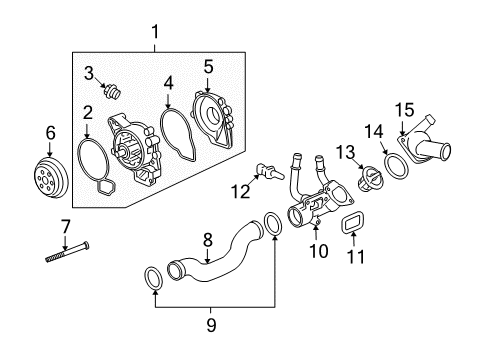 2007 Saturn Sky Thermostat Housing Diagram for 12590275