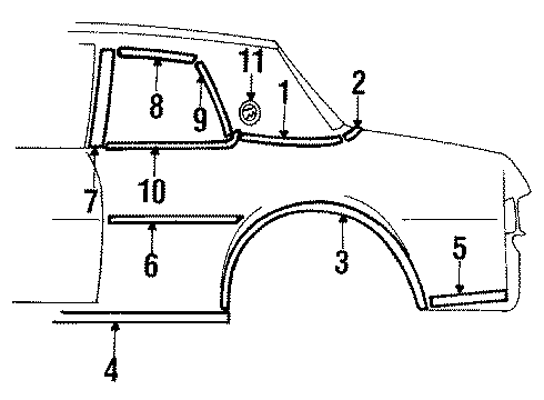 1984 Buick Skylark Exterior Trim - Quarter Panel Diagram