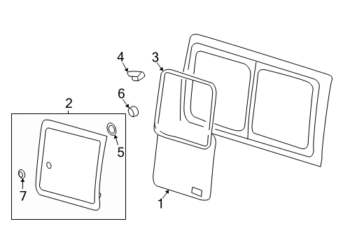 2021 GMC Savana 3500 Glass - Side Door Diagram