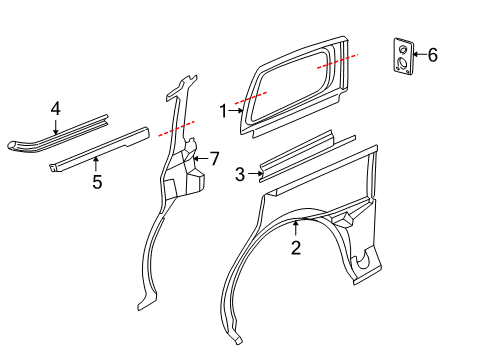 2000 Chevy Venture Side Panel & Components Diagram