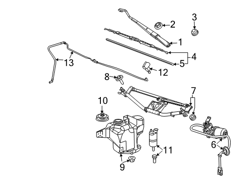 2005 Chevy Colorado Wiper & Washer Components Diagram
