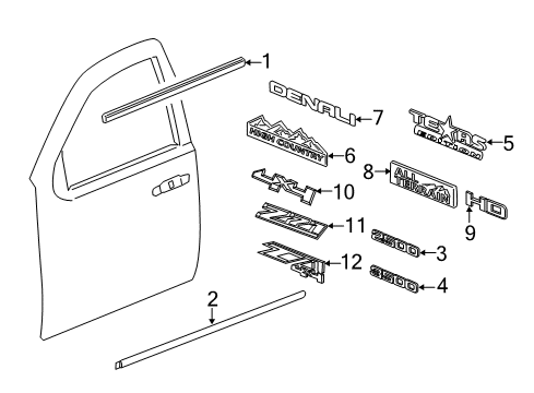 2015 Chevy Silverado 2500 HD Exterior Trim - Front Door Diagram