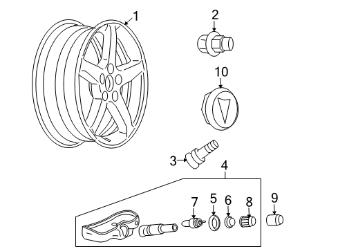 2008 Pontiac Solstice Tire Sensor Valve Diagram for 15853316