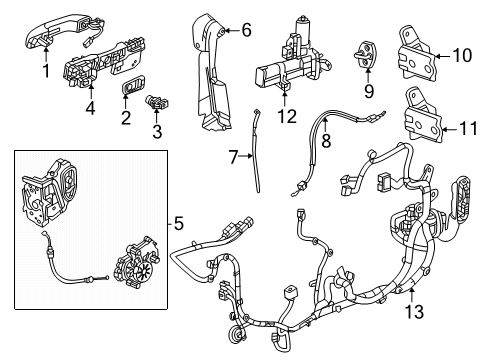 2025 Cadillac ESCALADE IQ Front Door - Lock & Hardware Diagram