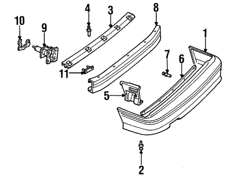 1991 Chevy Cavalier Bumper & Components - Rear Diagram 3 - Thumbnail