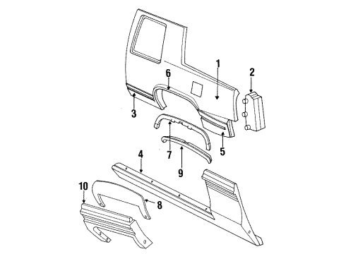 1987 Cadillac DeVille Exterior Trim - Quarter Panel Diagram