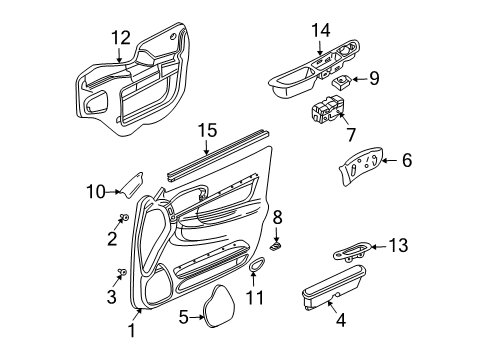 2000 Chevy Impala Interior Trim - Front Door Diagram