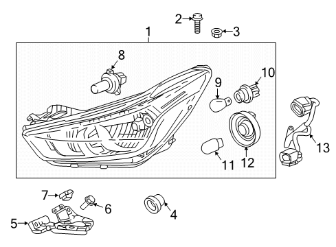 2018 Chevy Spark Headlamp Bulb Diagram for 13503418