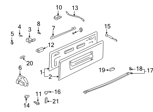 2001 Pontiac Aztek Weatherstrip Retainer Diagram for 10169777