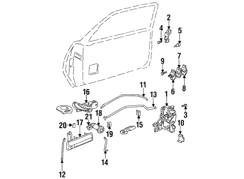 1996 Oldsmobile Achieva Lock Rod, Front Passenger Side Diagram for 22592052