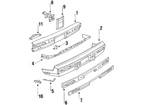 1990 Oldsmobile Toronado Bumper & Components - Rear Diagram