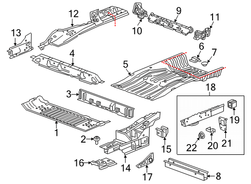 2024 Chevy Equinox Rear Floor & Rails Diagram