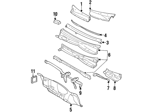 1999 Chevy Lumina Air Inlet Screen, Driver Side Diagram for 10309495