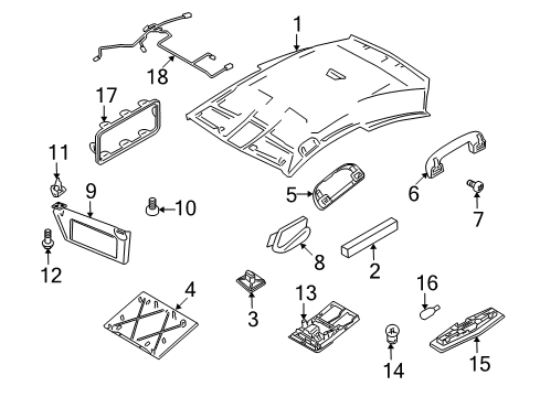 2008 Saturn Astra Headliner Retainer Diagram for 90520940