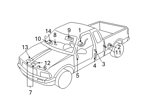 1994 Chevy S10 Information Labels Diagram