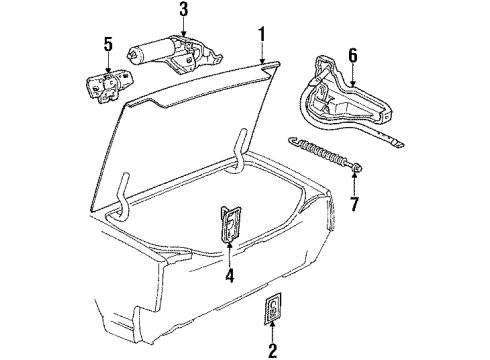 1985 Oldsmobile Calais Trunk Lid & Components Diagram