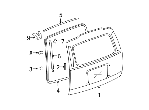 2011 Chevy Suburban 2500 Gate & Hardware Diagram
