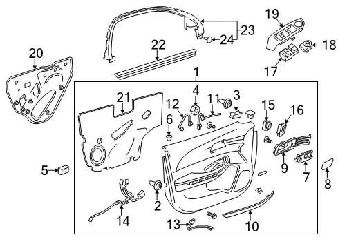 2015 Chevy Malibu Interior Trim - Front Door Diagram