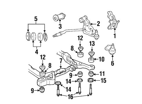 1994 Cadillac DeVille Front Suspension Components Diagram