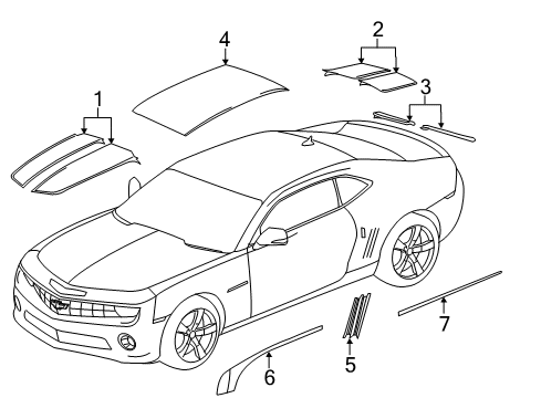 2013 Chevy Camaro Stripe Tape Diagram