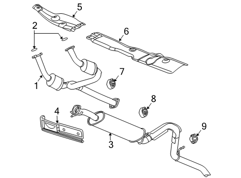 2003 Chevy Trailblazer EXT Exhaust Components Diagram