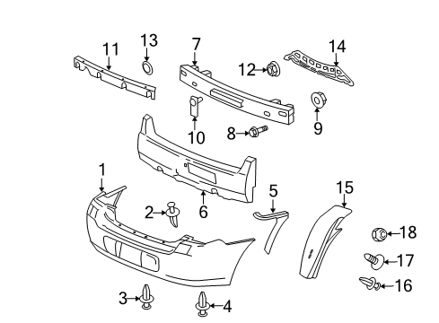 2006 Chevy Malibu Bumper & Components - Rear Diagram