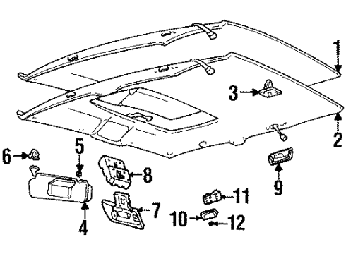1993 Cadillac Eldorado Interior Trim - Roof Diagram