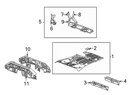 2025 Cadillac XT4 Rear Floor & Rails Diagram