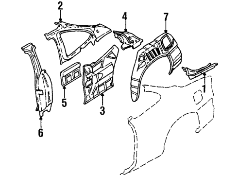 1997 Pontiac Grand Prix Inner Structure - Quarter Panel Diagram