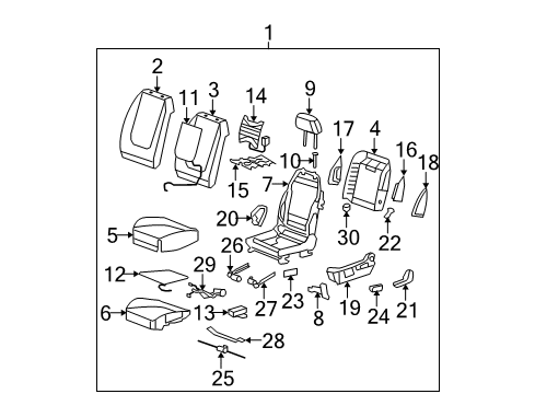 2009 Saturn Aura Headrest Guide, Titanium, Front Diagram for 15295259