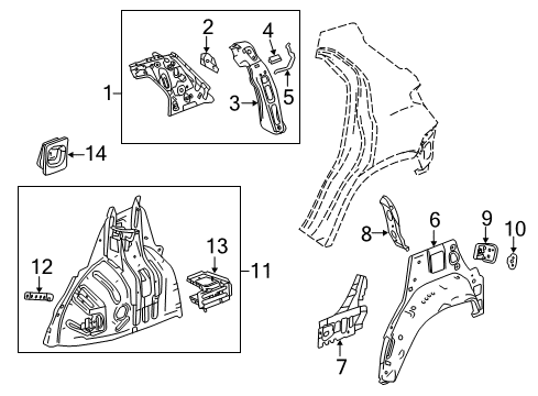 2019 Chevy Trax Inner Structure - Quarter Panel Diagram