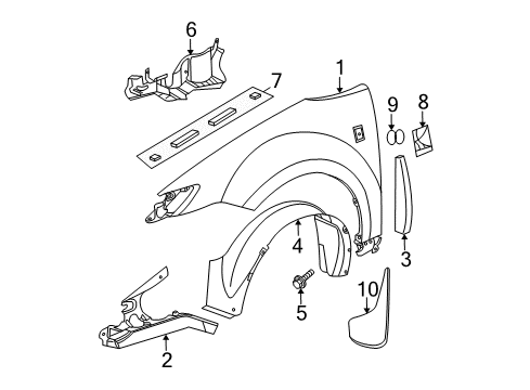2003 Saturn Ion Fender & Components Diagram 2 - Thumbnail