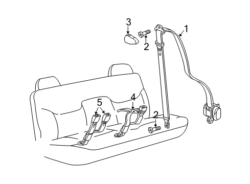 2005 Chevy Silverado 2500 HD Rear Seat Belts Diagram