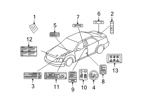2011 Cadillac STS Information Labels Diagram