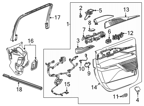 2025 Cadillac ESCALADE IQ Interior Trim - Rear Door Diagram
