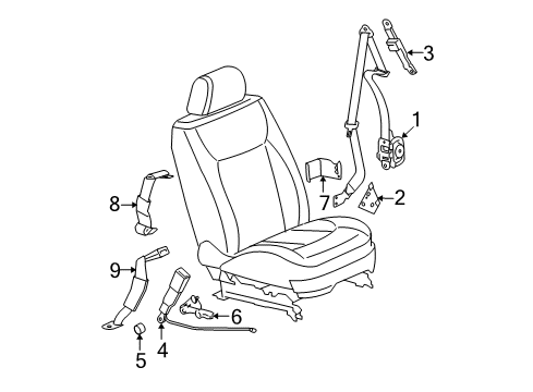 2006 Cadillac DTS Outer Buckle, Titanium, Driver Side Diagram for 19149129