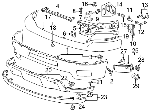 2012 Chevy Silverado 2500 HD Bumper & Components - Front Diagram