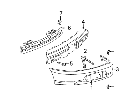 2000 Pontiac Sunfire Bumper & Components - Rear Diagram 2 - Thumbnail