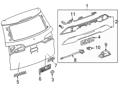 2018 GMC Acadia Nameplate Diagram for 84678015
