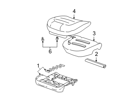 2005 Cadillac DeVille Front Seat Components Diagram 2 - Thumbnail