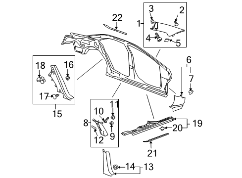 2009 Pontiac G6 Upper Center Pillar Trim Screw Diagram for 11516619