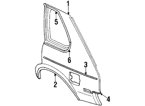 1987 Chevy Chevette Quarter Panel & Components Diagram