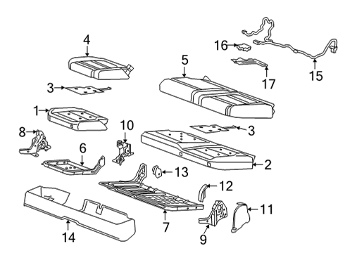 2020 GMC Sierra 2500 HD Rear Seat Components Diagram 4 - Thumbnail