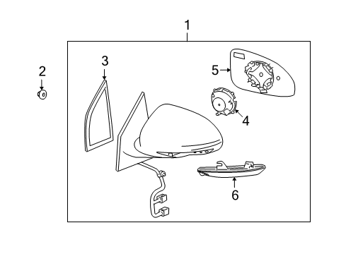2016 Buick Enclave Mirror Assembly Gasket, Rear Driver Side Diagram for 20832954