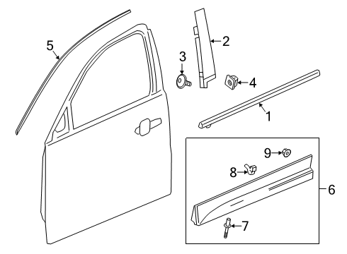 2021 Cadillac XT4 Exterior Trim - Front Door Diagram