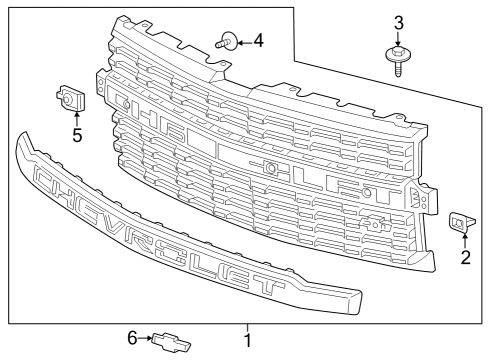 2022 Chevy Silverado 1500 Grille, Front Diagram for 84401129