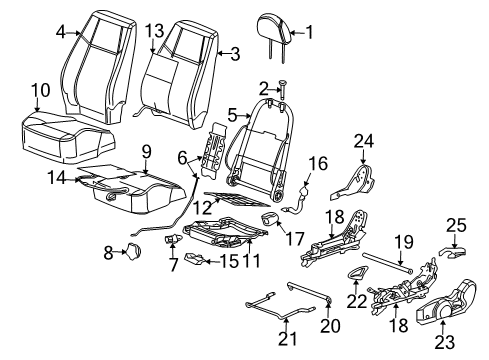 2006 Chevy Cobalt Seat Back Cover, Driver Side Diagram for 25885080