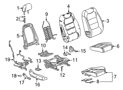 2021 Chevy Trailblazer Seat Back Frame, Front Passenger Side Diagram for 13526533