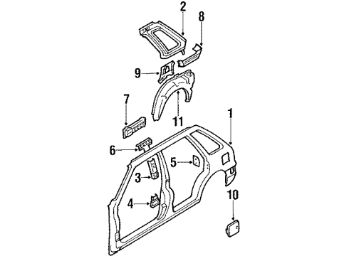 1988 Chevy Sprint Center Pillar & Rocker Diagram